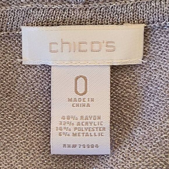 Chico's Womens Open Metallic Silver Metallic Gray Sweater Cardigan XS - Picture 6 of 11